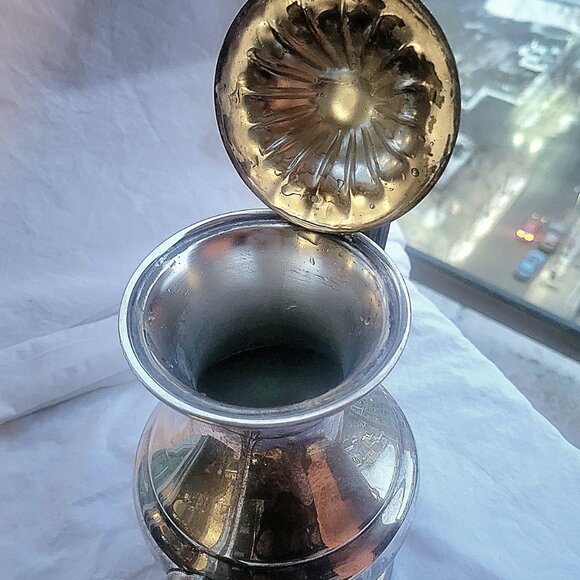 Antique Coffee Pot EP Brass Silver Viking Plate Lead Mounts - Picture 6 of 10